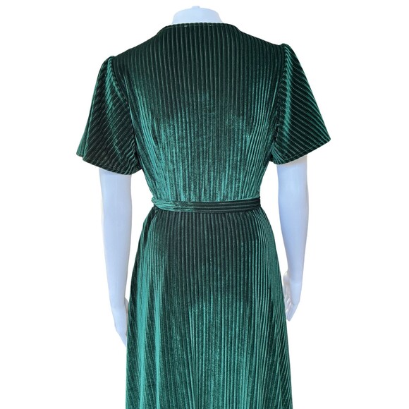 Baltic Born Andi Ribbed Velvet Wrap Maxi Dress sz M Holiday Event Emerald Green - Picture 7 of 11
